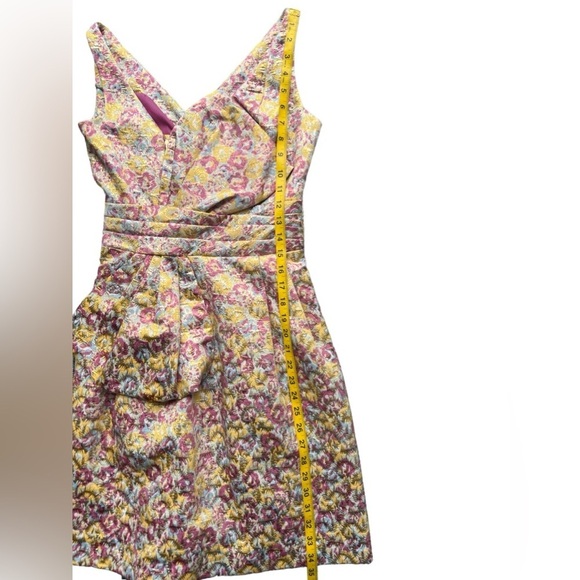 Zac Posen for Target Yellow Pink Metallic Floral Peplum Dress Women’s Size 1 - Picture 13 of 14